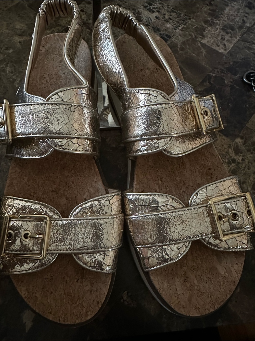 Metallic Gold Women's Buckle Sandals